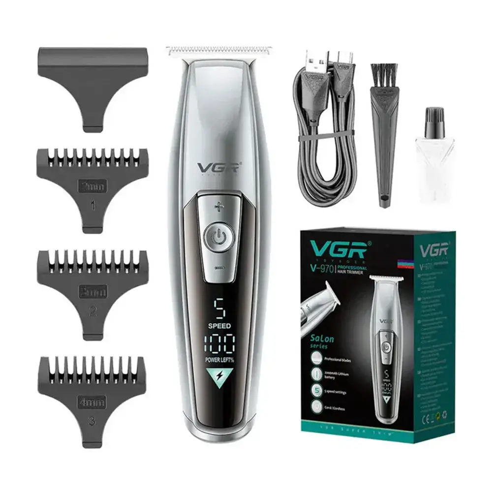 ماشین اصلاح موی سر و صورت وی جی ار مدل V-970 - رنگ: نقره ای